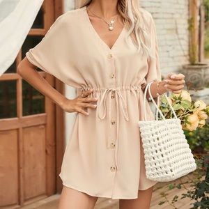 🛑SOLD🛑NWOT SHEIN Button Up Drawstring Dress size M (6)